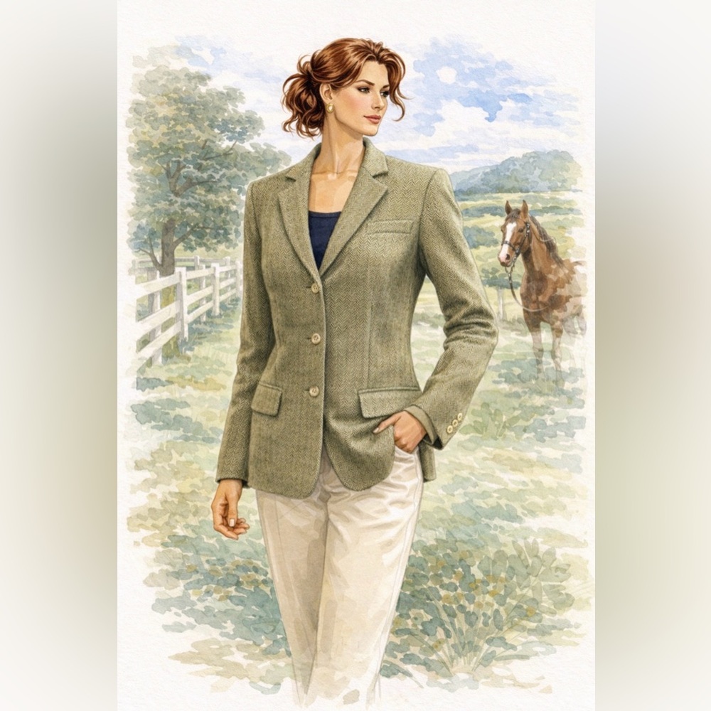 Brooks Brothers Green Wool Herringbone Blazer size 6 - 🔥 Perfect